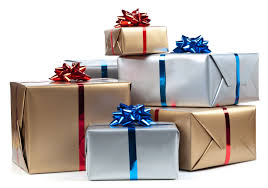 Wrapped holiday gifts