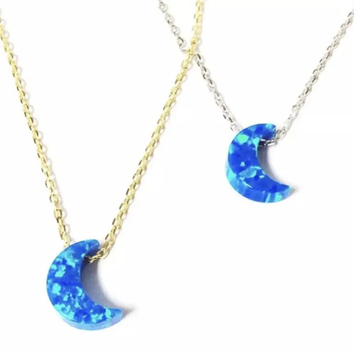 White Opal Moon Necklace