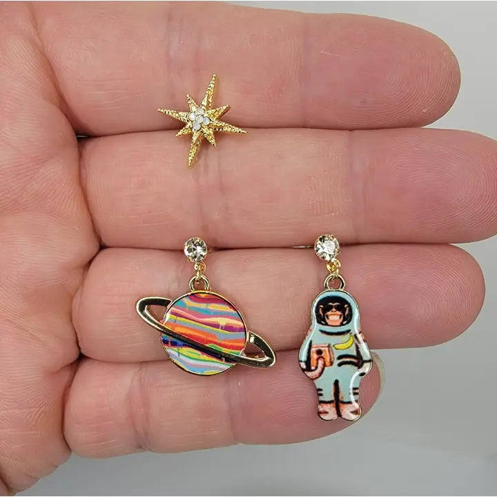 Unmatching Planet Earrings